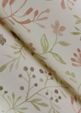 Tarragon Blush Dainty Meadow Wallpaper with Farmhouse Botanical Floral Pattern - Chesapeake 3125-72355