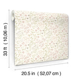 Tarragon Blush Dainty Meadow Wallpaper with Farmhouse Botanical Floral Pattern - Chesapeake 3125-72355