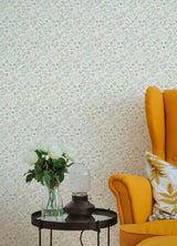 Tarragon Blush Dainty Meadow Wallpaper with Farmhouse Botanical Floral Pattern - Chesapeake 3125-72355
