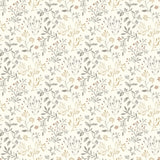 Tarragon Grey Dainty Meadow Wallpaper with Botanical Floral Pattern, Farmhouse Sure Strip - Chesapeake 3125-72356
