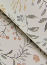 Tarragon Grey Dainty Meadow Wallpaper with Botanical Floral Pattern, Farmhouse Sure Strip - Chesapeake 3125-72356