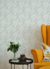 Tarragon Grey Dainty Meadow Wallpaper with Botanical Floral Pattern, Farmhouse Sure Strip - Chesapeake 3125-72356