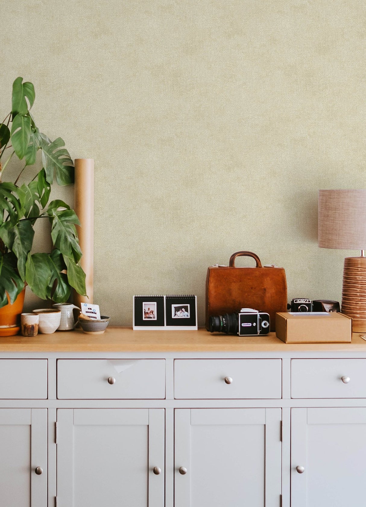 Homespun Light Brown Textured Wallpaper