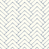 Oswin Navy Tiered Herringbone Wallpaper with Farmhouse Chevron Graphics - Chesapeake 3125-72363