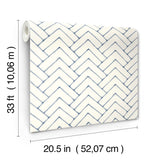 Oswin Navy Tiered Herringbone Wallpaper with Farmhouse Chevron Graphics - Chesapeake 3125-72363