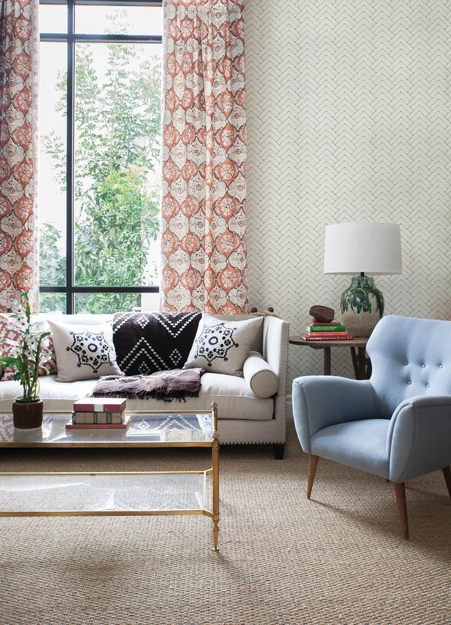 Oswin Grey Tiered Herringbone Wallpaper with Farmhouse Chevron Pattern - Chesapeake 3125-72364