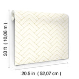 Oswin Light Yellow Tiered Herringbone Wallpaper with Chevron Graphics in Farmhouse Style - Chesapeake 3125-72365