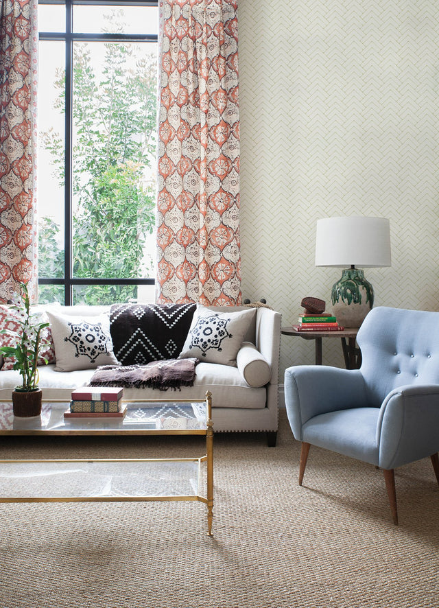 Oswin Light Yellow Tiered Herringbone Wallpaper with Chevron Graphics in Farmhouse Style - Chesapeake 3125-72365