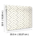 Oswin Black Tiered Herringbone Wallpaper with Chevron Graphics Pattern - Chesapeake 3125-72366