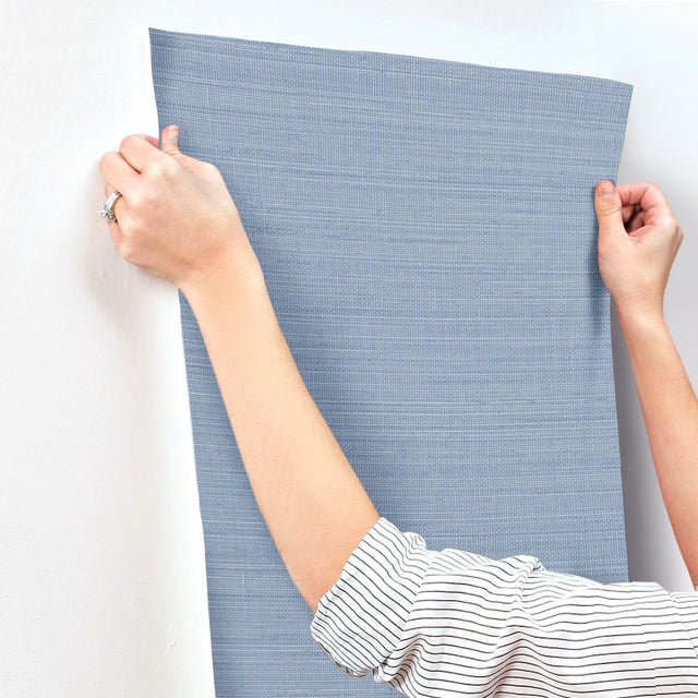 Spinnaker Denim Netting Wallpaper with Fabric Texture Pattern, Transitional Style - Chesapeake 3125-72367