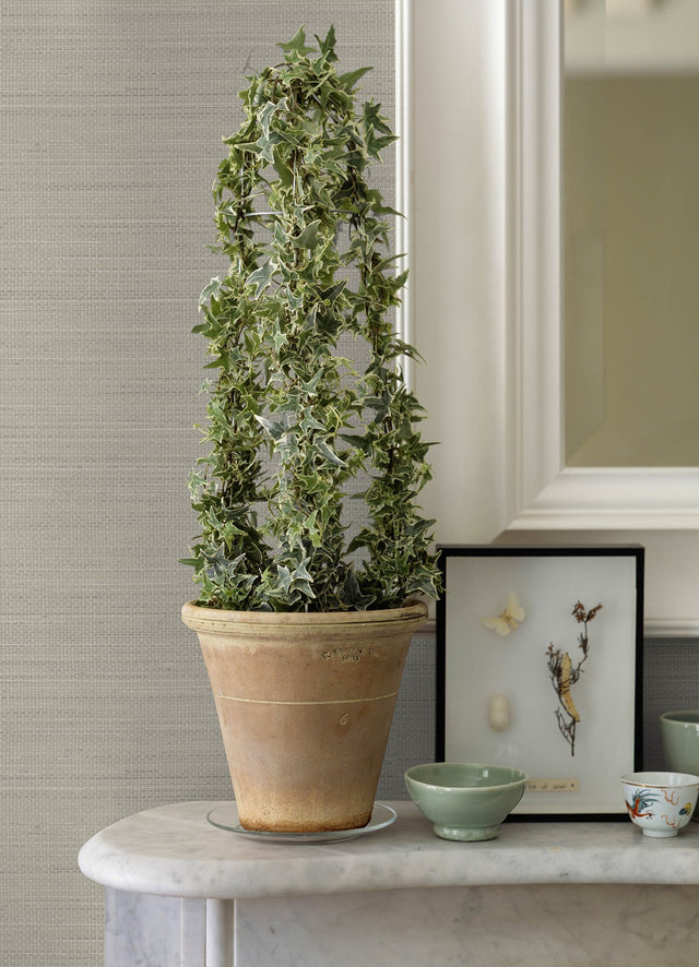 Spinnaker Charcoal Netting Wallpaper with Fabric Texture Pattern - Chesapeake 3125-72368