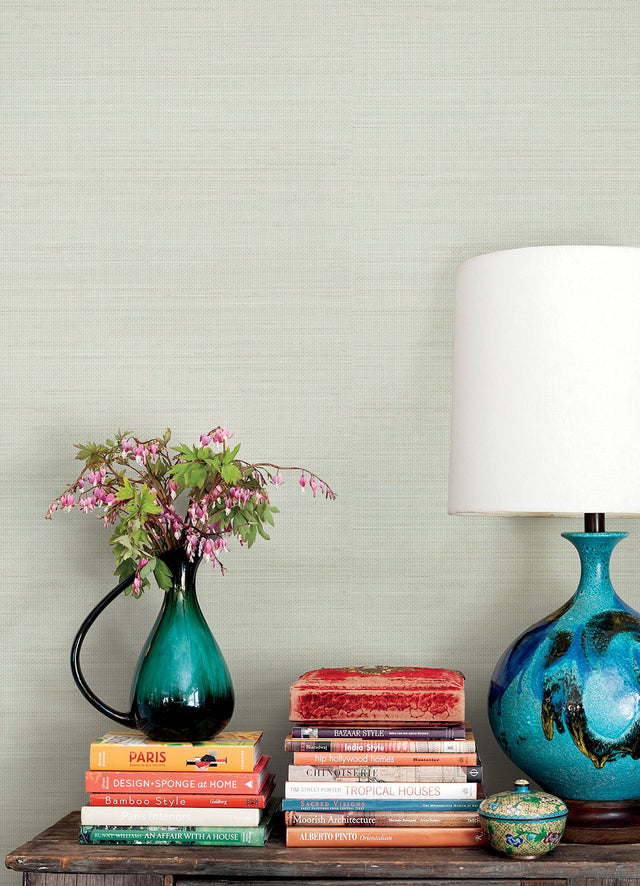Spinnaker Seafoam Netting Wallpaper with Fabric Textures Pattern, Transitional Style - Chesapeake 3125-72369