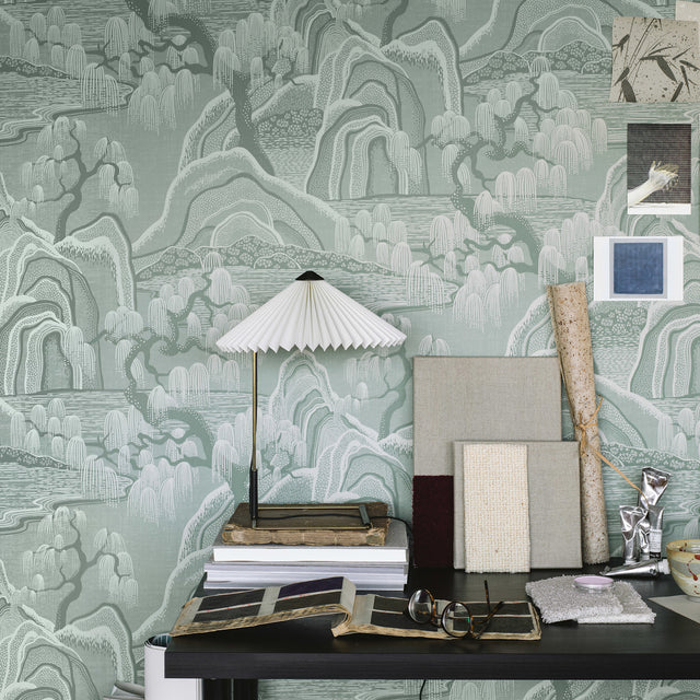 Indigo Garden Mineral by Boråstapeter Scenic Landscape Wallpaper – Schumacher 3131