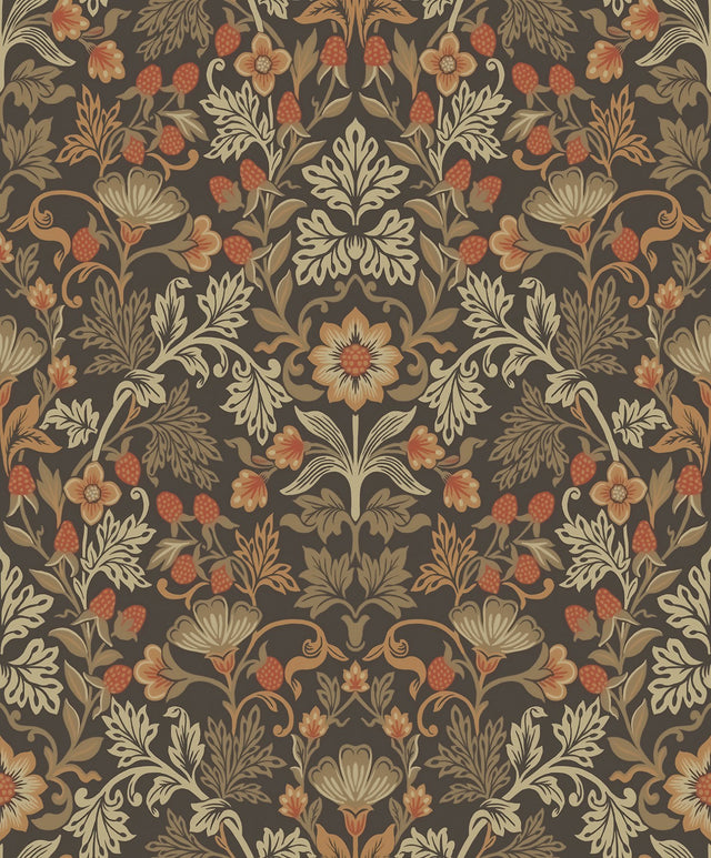 Lila Orange Strawberry Floral Wallpaper