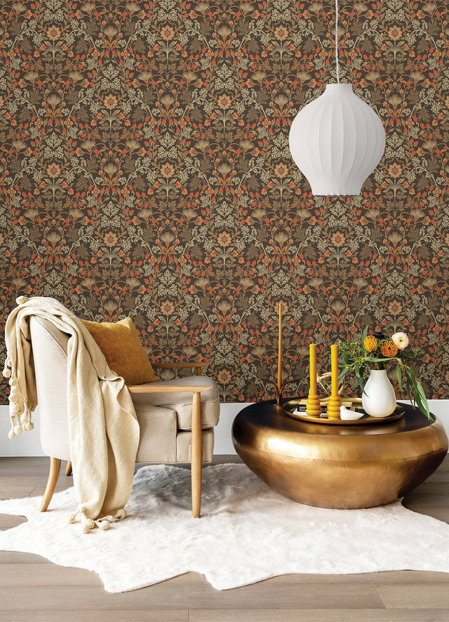 Lila Orange Strawberry Floral Wallpaper