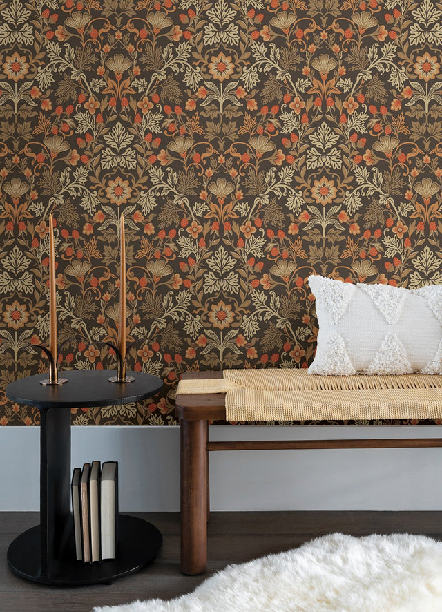 Lila Orange Strawberry Floral Wallpaper
