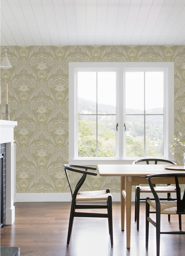 Nasrin Light Grey Damask Wallpaper