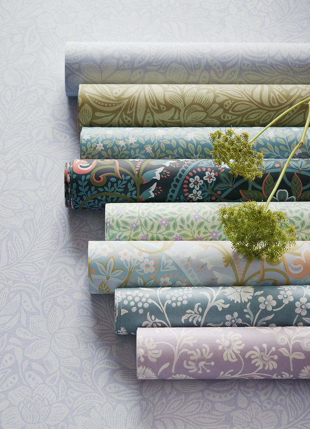 Nasrin Blueberry Damask Wallpaper
