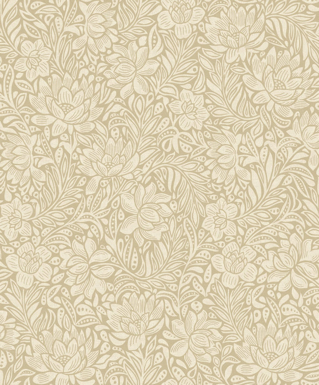 Zahara Wheat Floral Wallpaper