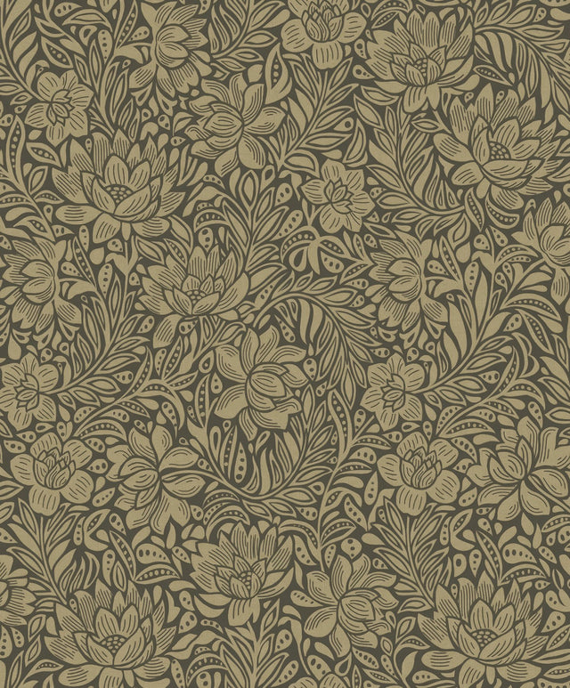 Zahara Chocolate Floral Wallpaper