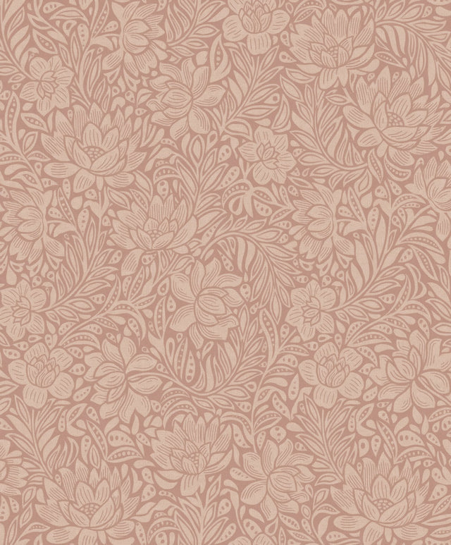 Zahara Coral Floral Wallpaper