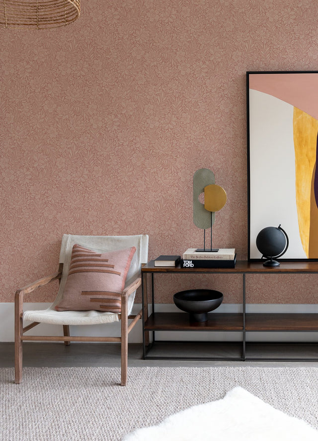 Zahara Coral Floral Wallpaper