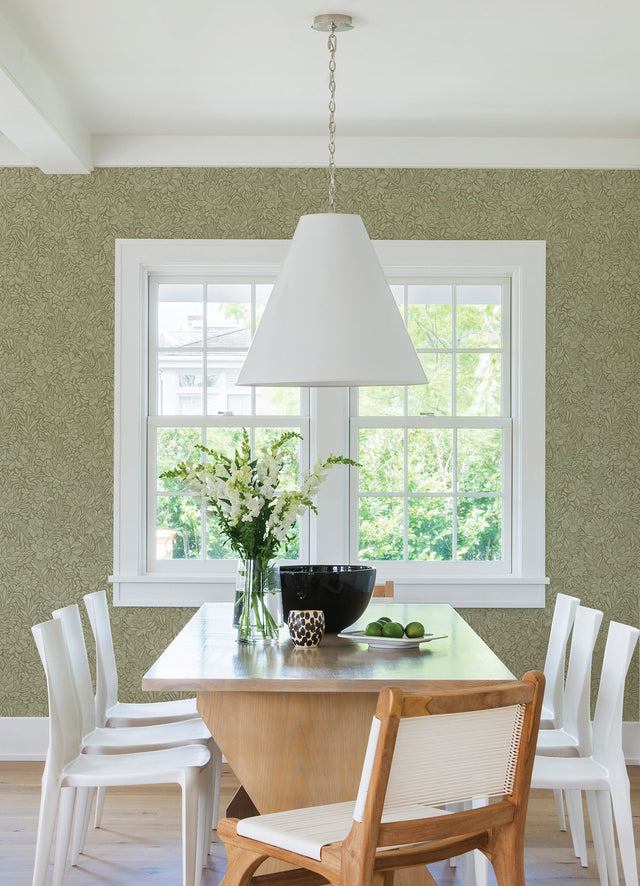 Zahara Olive Floral Wallpaper