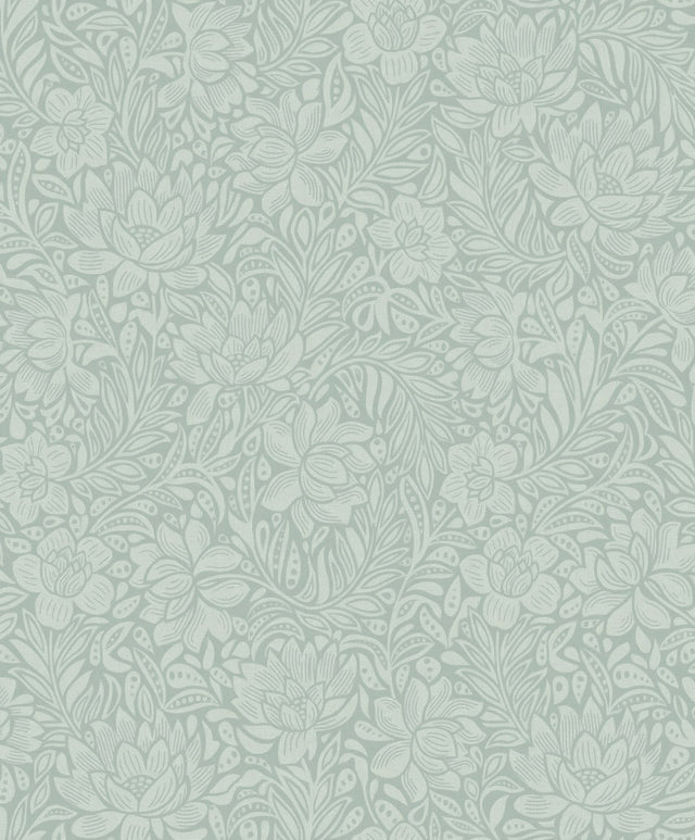 Zahara Seafoam Floral Wallpaper