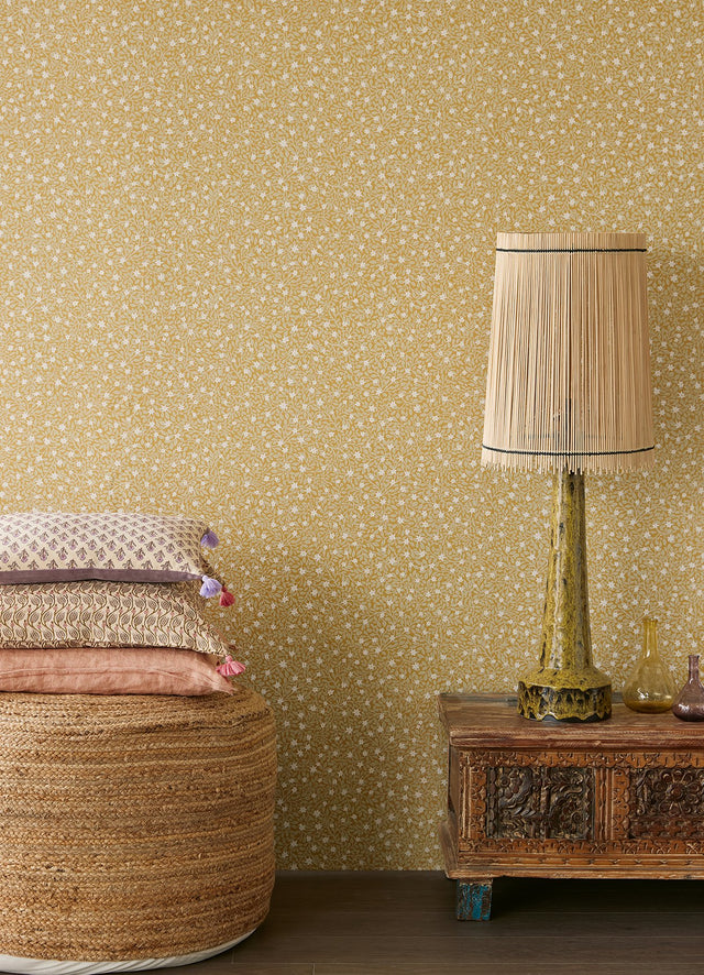 Marguerite Chartreuse Floral Wallpaper