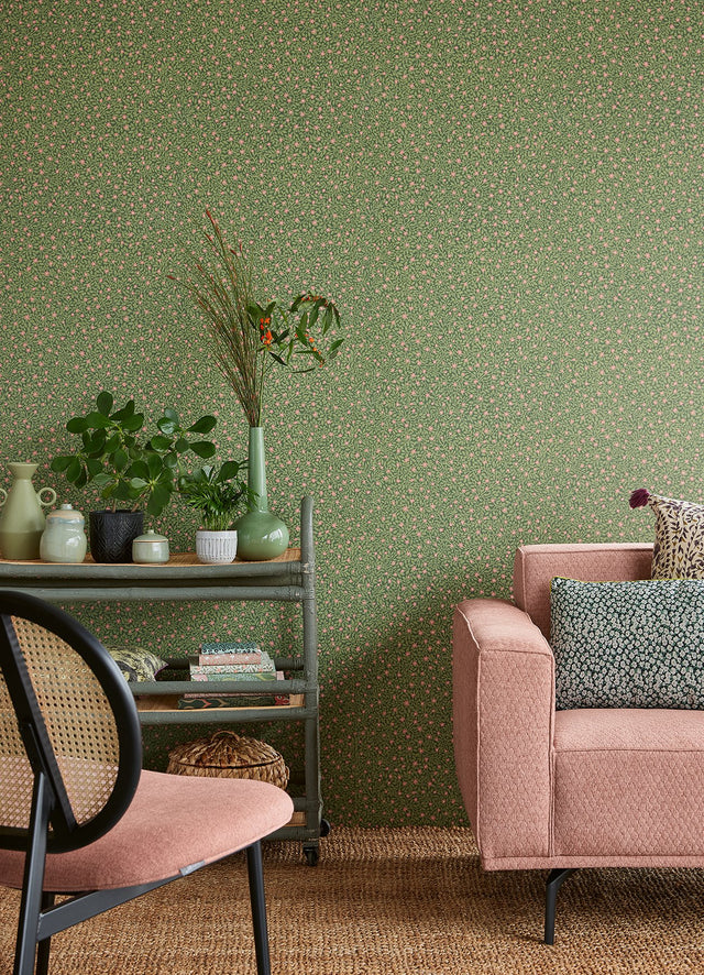 Marguerite Green Floral Wallpaper