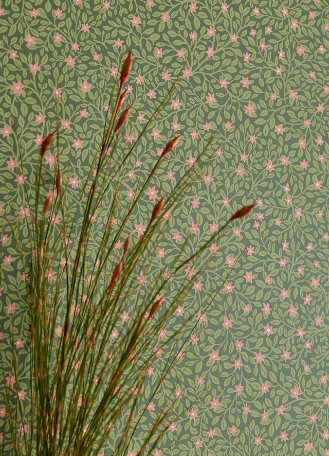 Marguerite Green Floral Wallpaper