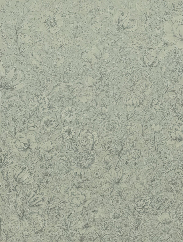 Sage Rosarium Floral Wall Mural with Farmhouse Nature Pattern - Eijffinger EJ316085