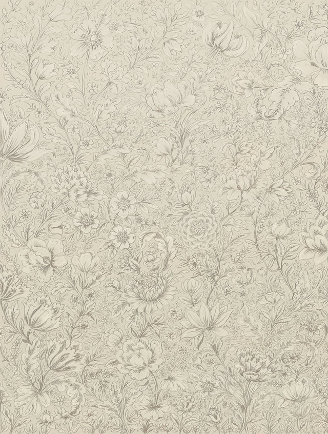 Cream Rosarium Floral Cream Wall Mural with Farmhouse Nature Flowers Pattern - Eijffinger EJ316087