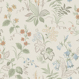 Folklore wallpaper in ivory and multi by Boråstapeter for Schumacher, featuring Scandinavian meadow-inspired floral design.