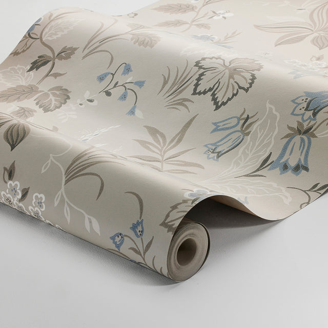 Folklore Dove and Blue by Boråstapeter Scandinavian Floral Wallpaper – Schumacher 3263