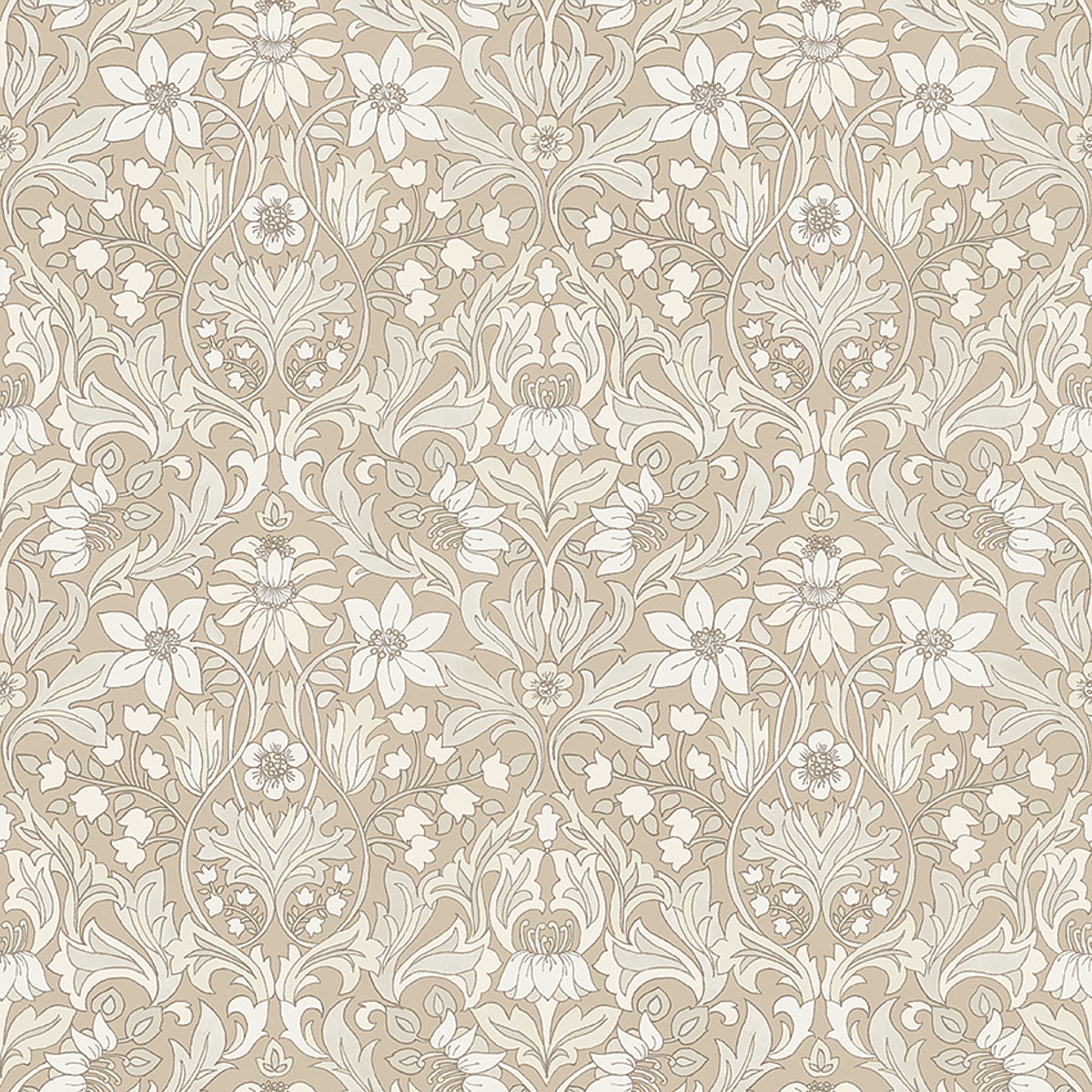 Blomsterfröjd Natural floral Arts and Crafts wallpaper by Boråstapeter for Schumacher