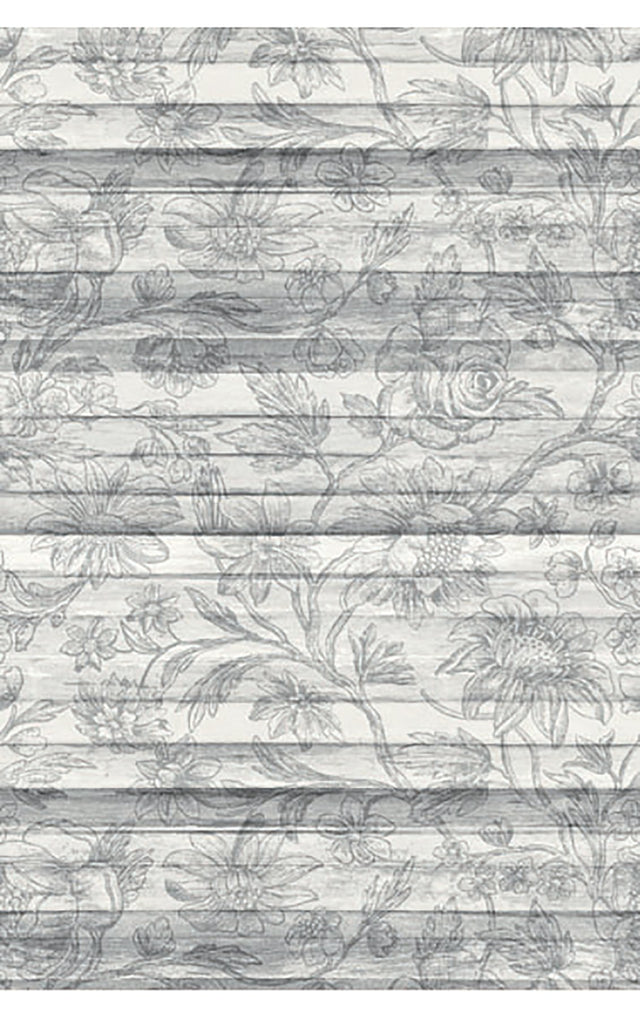 WoodLands Light Grey Floral Board Wall Mural with Faux Wood Floral Pattern - Eijffinger EJ356211