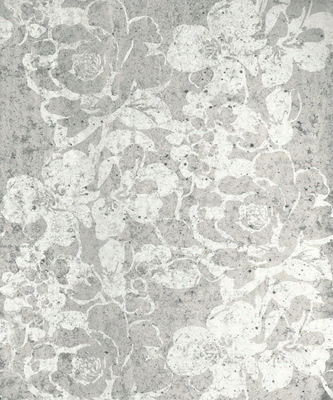 Concrete Flowers Light Grey Modern Floral Wall Mural - Eijffinger EJ356220