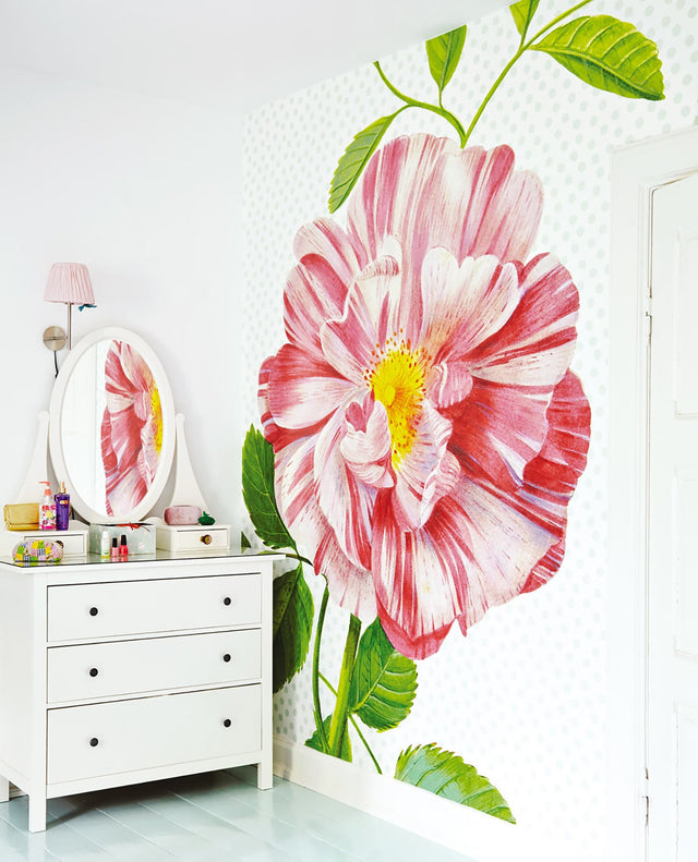 Peony Pink Polka Dot Floral Wall Mural - Eijffinger EJ359158