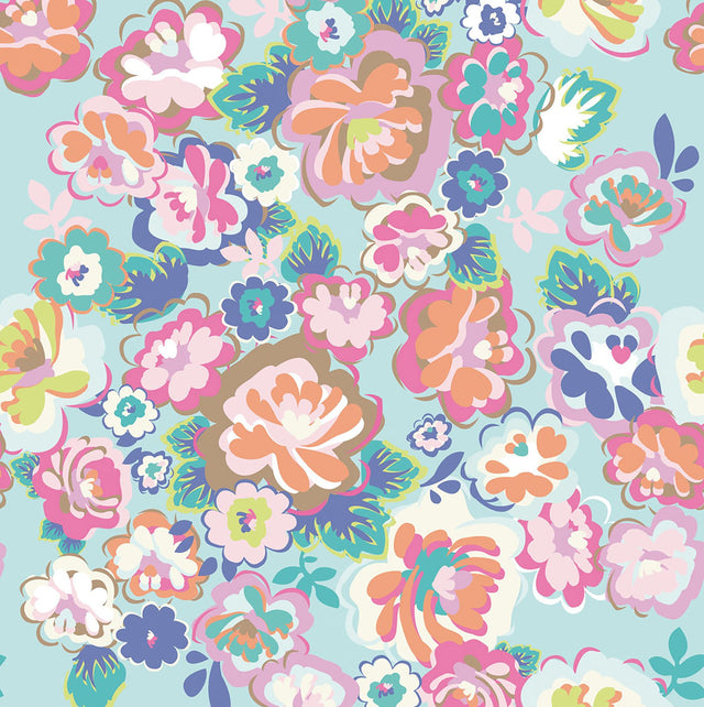 Blue English Country Floral Dream Wall Mural with Modern Floral Pattern - Eijffinger EJ359160