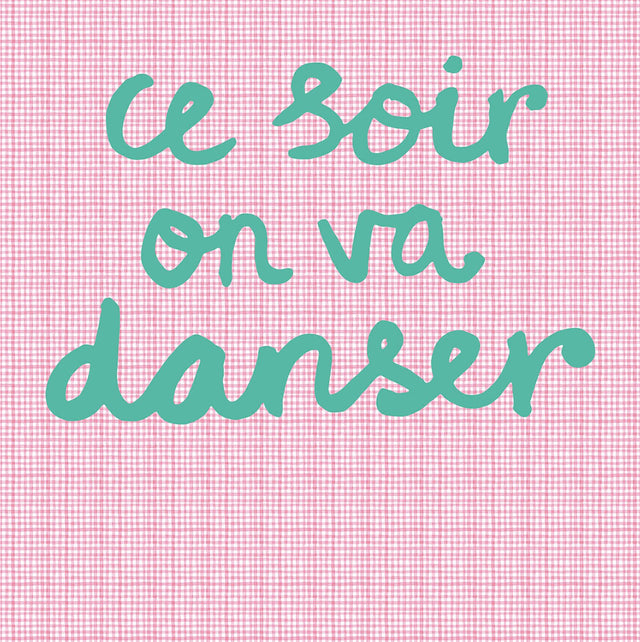 Tonight We Will Dance Pink Graphic Wall Mural with Script on Plaid - Eijffinger EJ359165