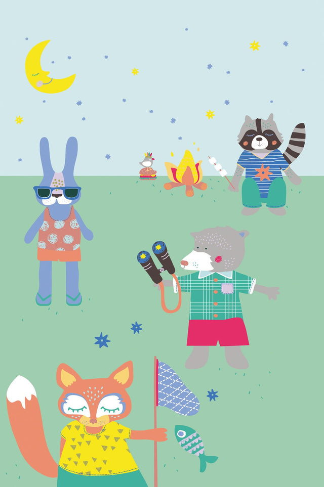 Enjoying The Holidays Multicolor Kids Animals Geometric Non Woven Wall Mural - Eijffinger EJ359172