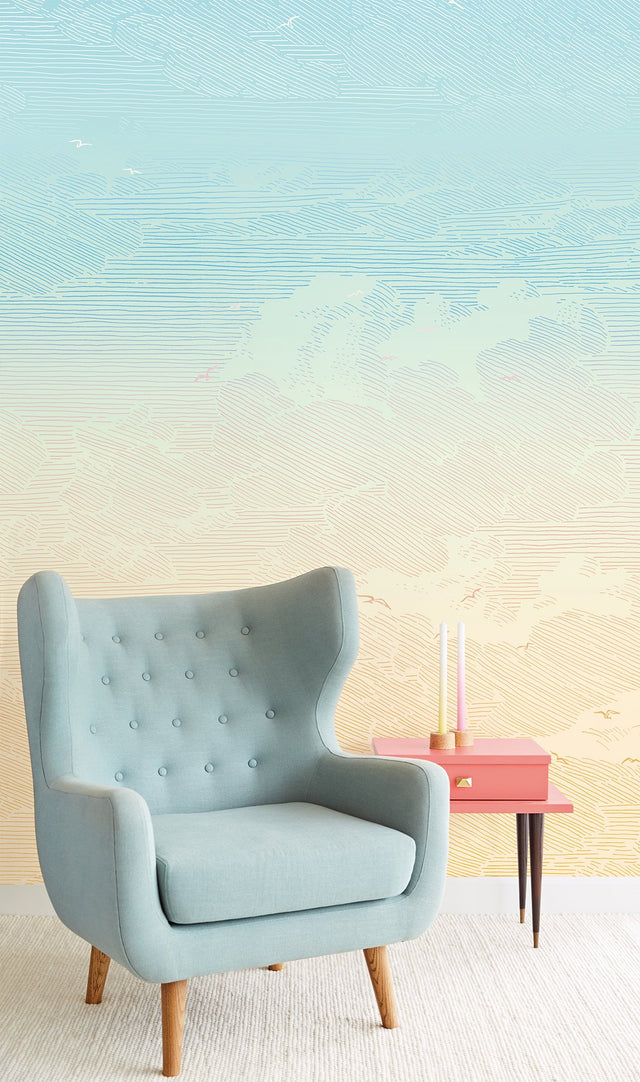 Sunrise Ombre Lavender to Peach Scenic Nature Wall Mural - Eijffinger EJ366110