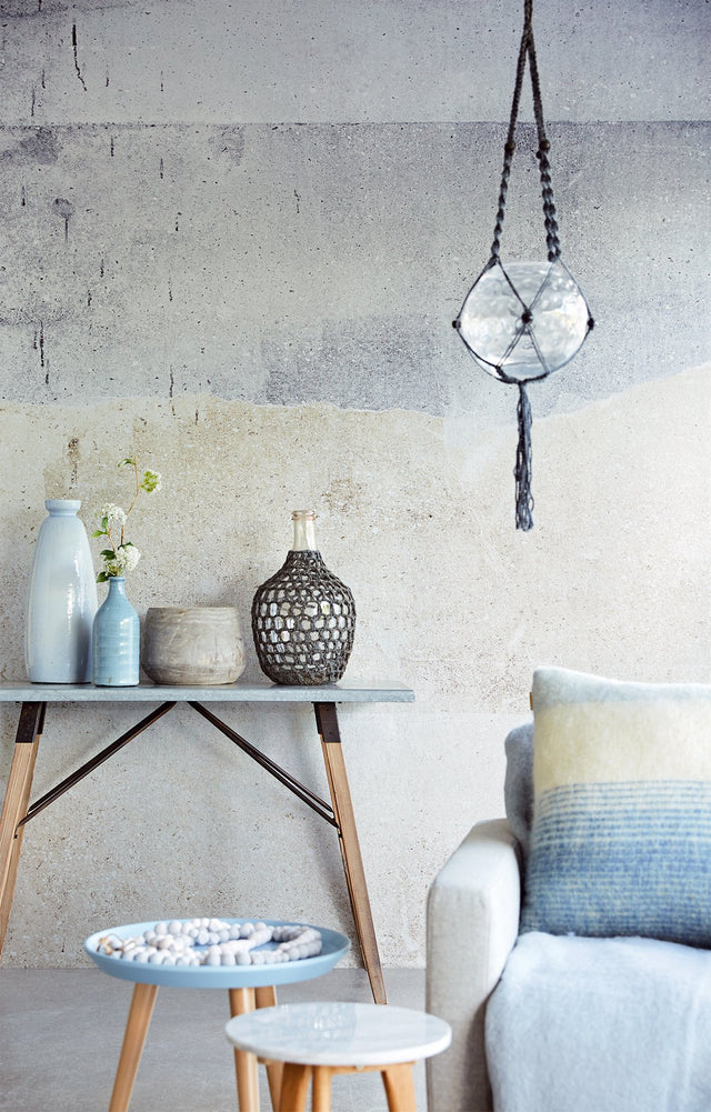 Grey Stone Landscape Wall Mural with Modern Graphic Concrete Pattern - Eijffinger EJ369150