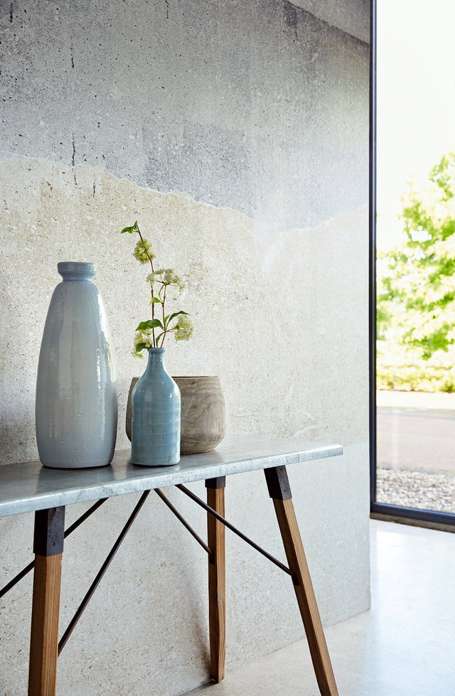 Grey Stone Landscape Wall Mural with Modern Graphic Concrete Pattern - Eijffinger EJ369150