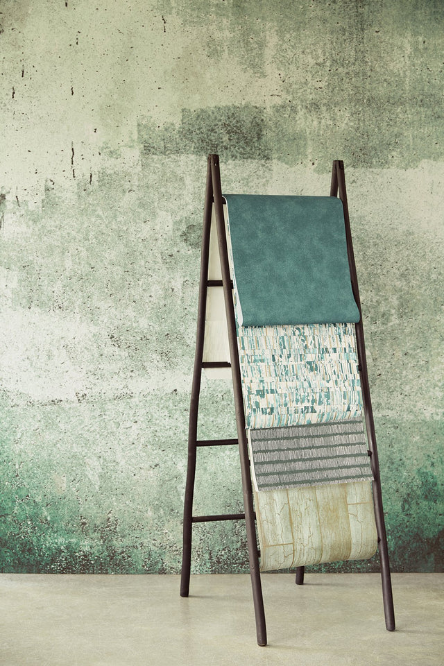 Weathered Concrete Green Wall Mural with Modern Graphic Pattern - Eijffinger EJ369151