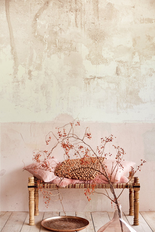 Pale Pink Weathered Wallpaper Mural with Distressed Graphic Texture - Eijffinger EJ369152