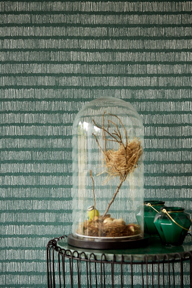 Solemn Lines Dark Green Geometric Modern Wall Mural - Eijffinger EJ369155