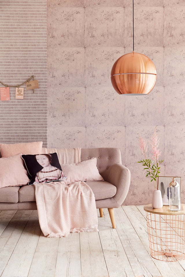 Solemn Lines Pale Pink Wall Mural with Modern Geometric Graphics Pattern - Eijffinger EJ369157