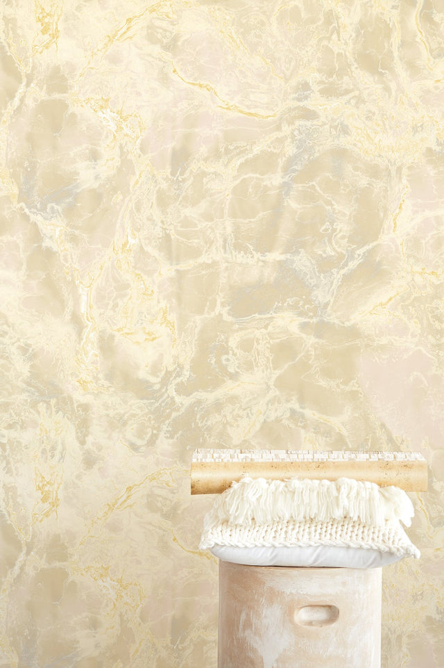 Marble Stone Off-White Wall Mural with Modern Graphic Pattern - Eijffinger EJ369159